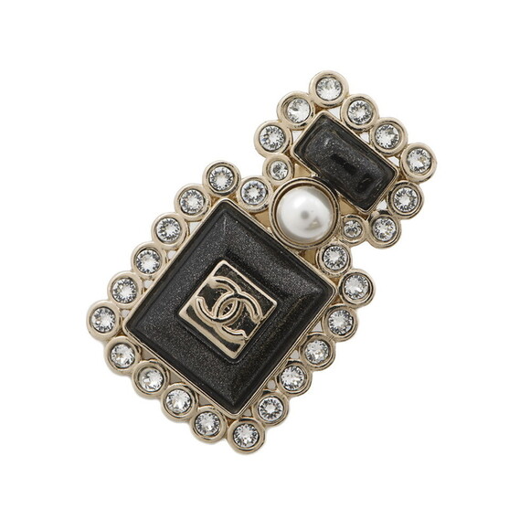 CHANEL Black Pearl Logo Brooch - Picture 1 of 8